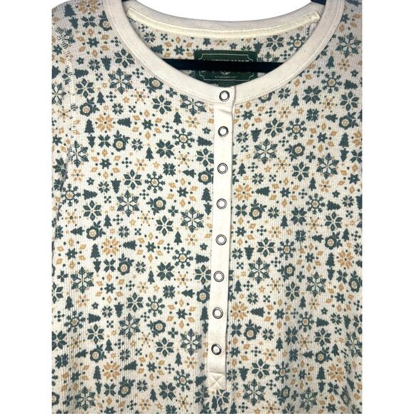 American Eagle Women’s Large Waffle Knit Thermal Long Sleeve Pajamas Cream - Picture 4 of 8